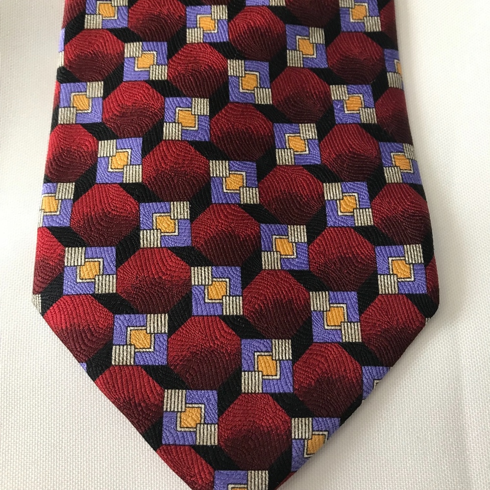 ROBERT TALBOTT Tie Silk Blk Red Purple Yellow Men
